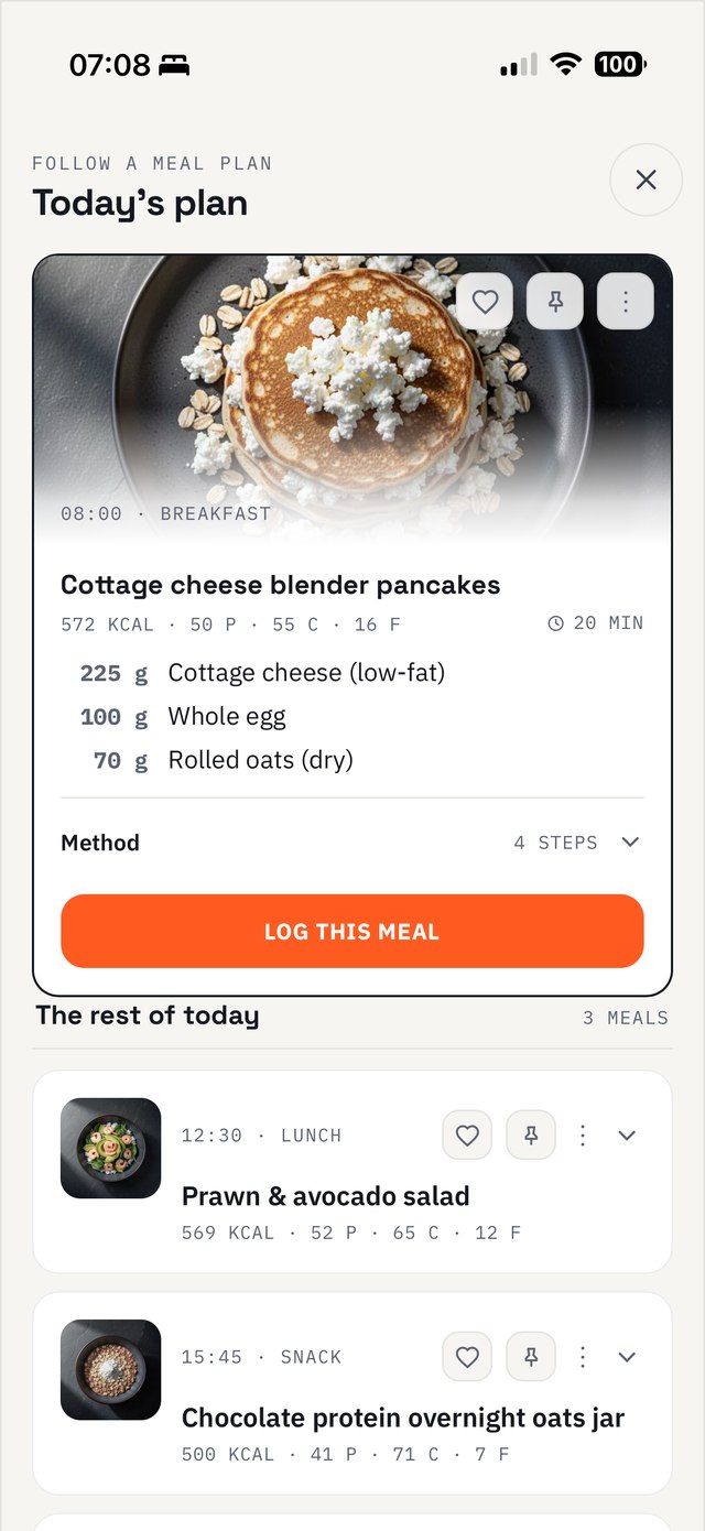 Today&rsquo;s plan: a day of meals with amounts, method and macros