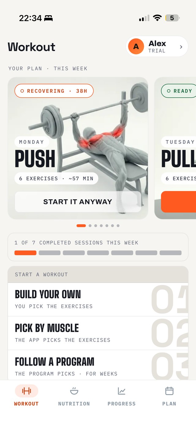 Today&rsquo;s session, with the muscle groups that are still recovering